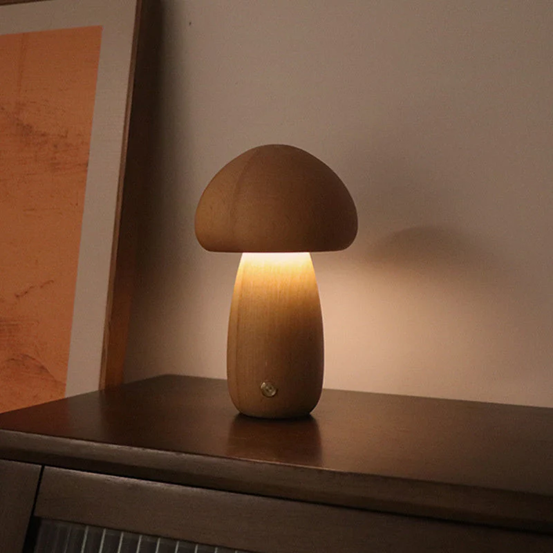 Holz Vintage Pilz Tischlampe - Image 11