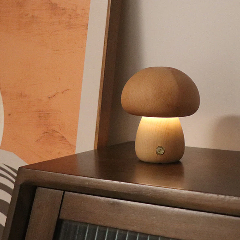Holz Vintage Pilz Tischlampe - Image 15