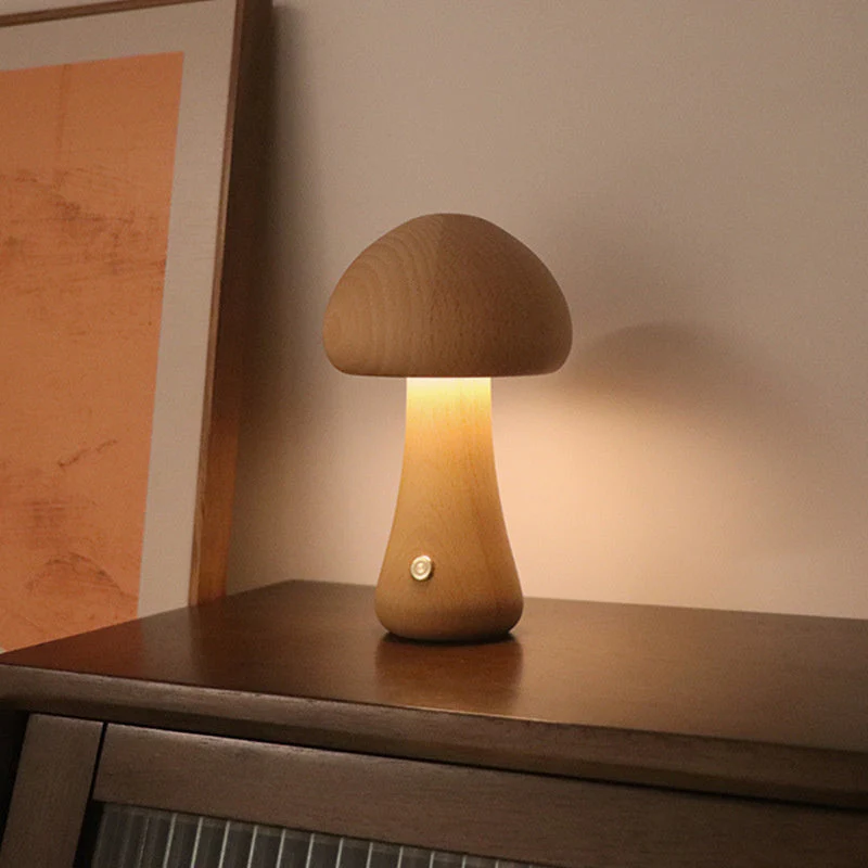 Holz Vintage Pilz Tischlampe - Image 9